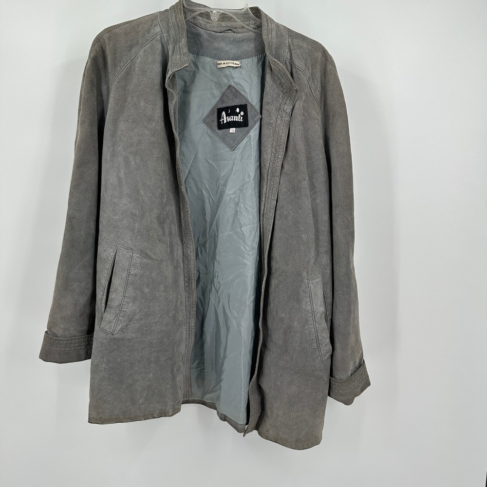 Avanti Womens Vintage Suede Jacket Size 10 Gray Minimalist Soft Old Money‎
